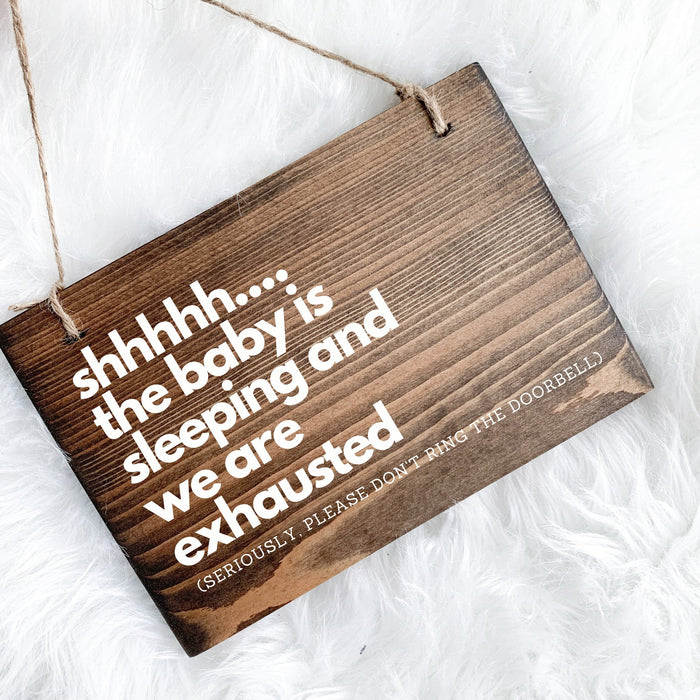 Shhhh, Baby Is Sleeping Sign, Please Don't Knock or Ring the Doorbell, Please Don't Ring Bell Sign, Do Not Disturb Sign, Baby Sleeping Sign
