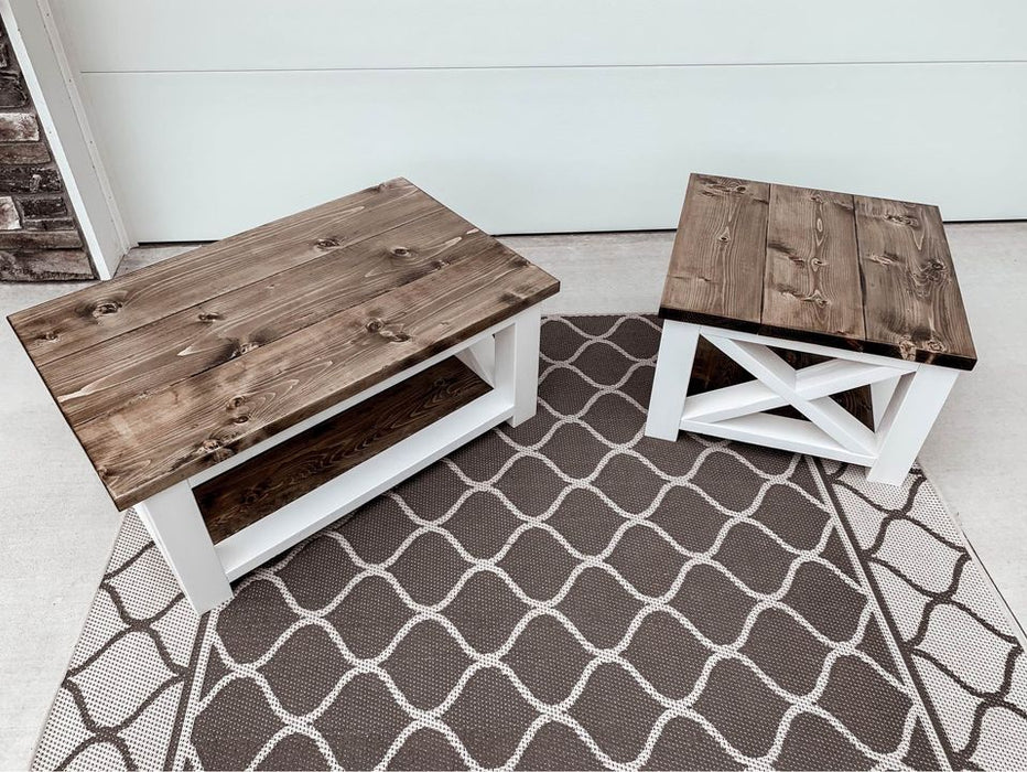 Farmhouse Style Coffee Table + End Table Set | Furniture