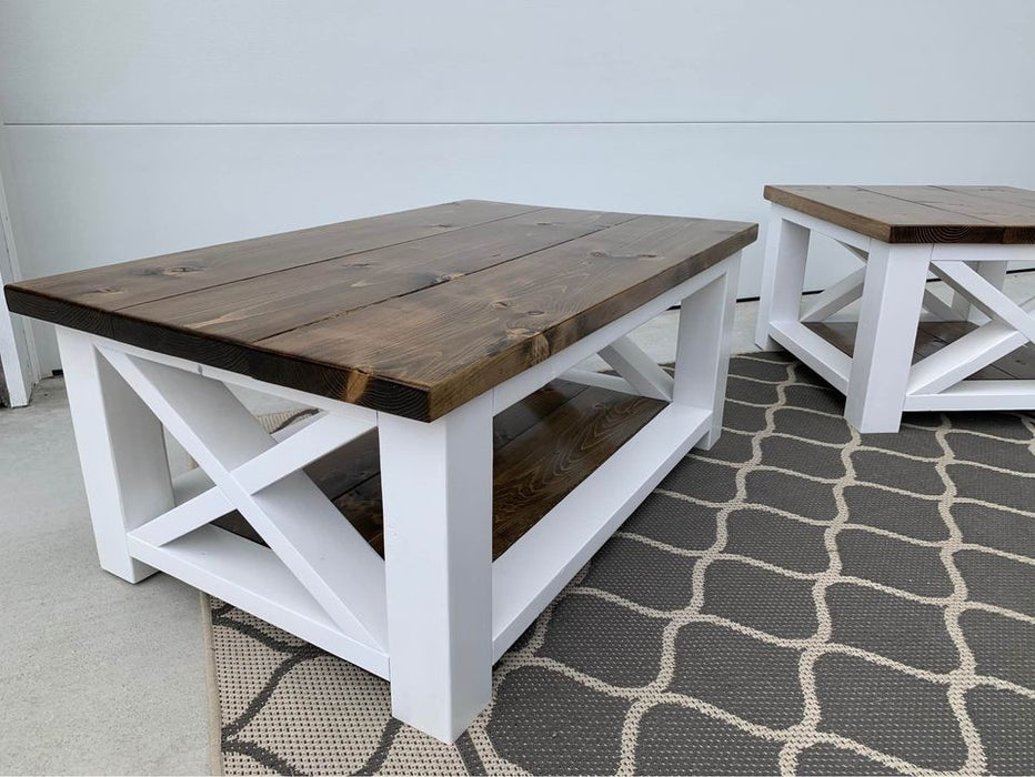 Farmhouse Style Coffee Table + End Table Set | Furniture 3