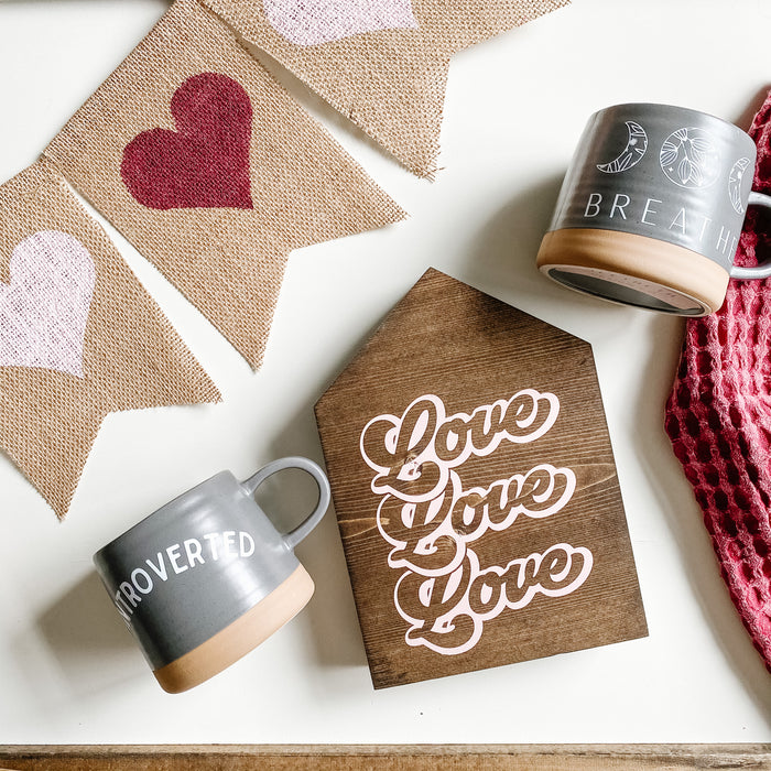 Love Love Love | House Shaped Wood Sign