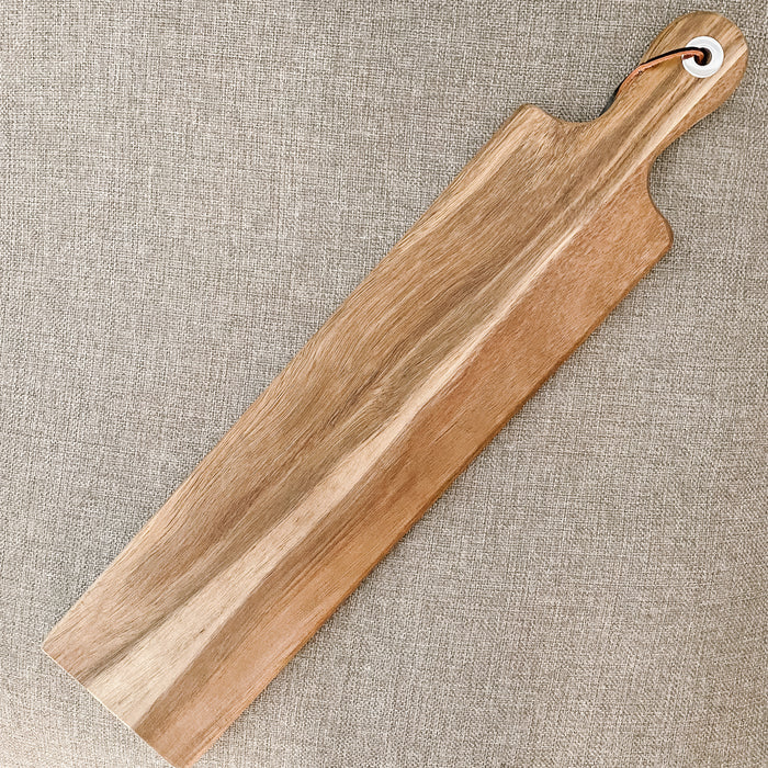 Solid Acacia Wood Serving Board with Handle | Engravables