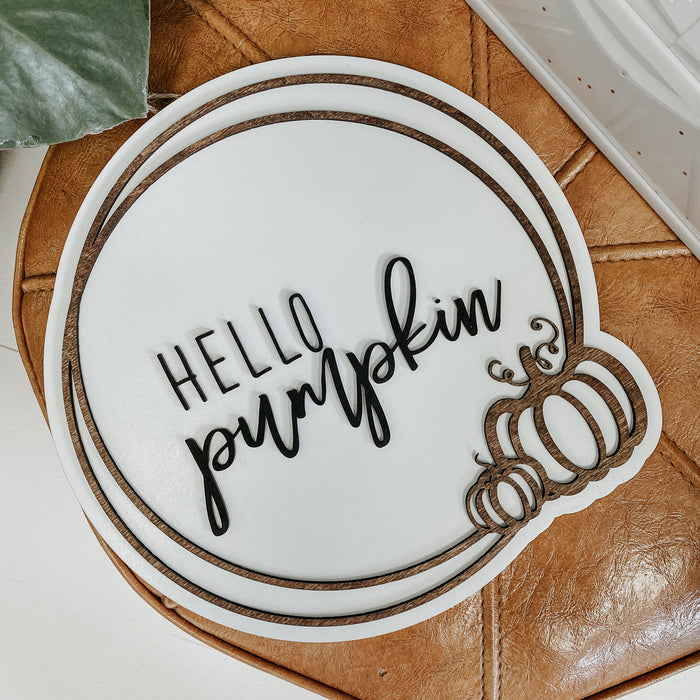 (Ready to Ship) Hello Pumpkin Fall Sign | 3D Wall Sign