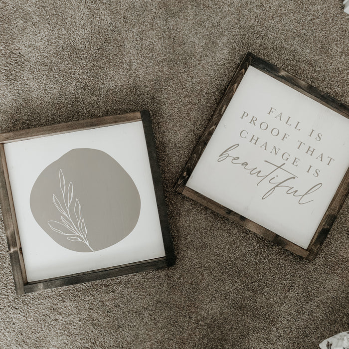 (Ready to Ship) Minimal Floral (Taupe Circle) | Framed Sign