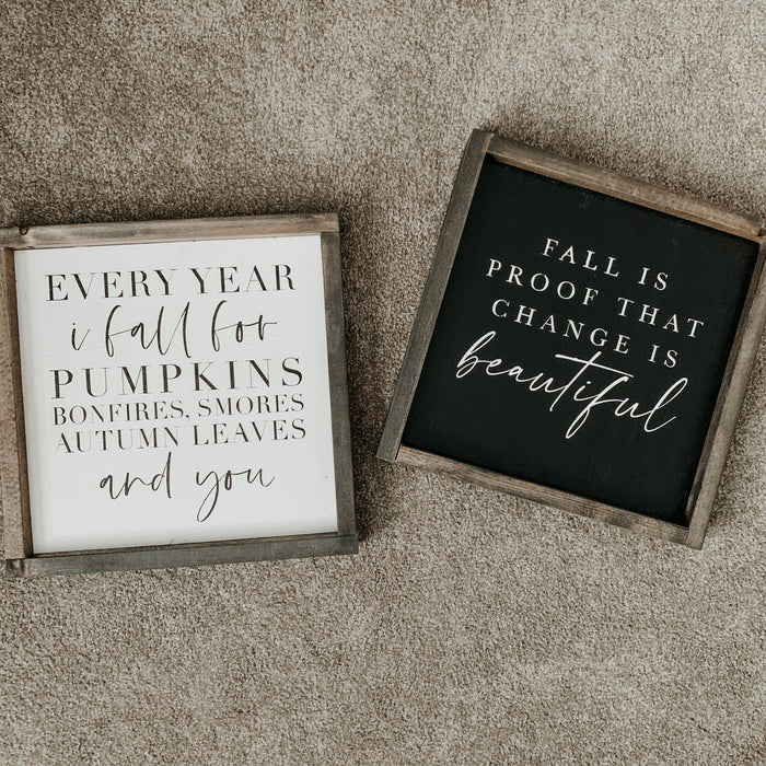 (Ready to Ship) Every Year I Fall (White) | Framed Sign