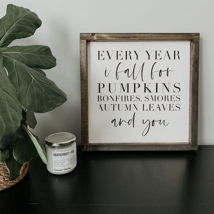 (Ready to Ship) Every Year I Fall (White) | Framed Sign