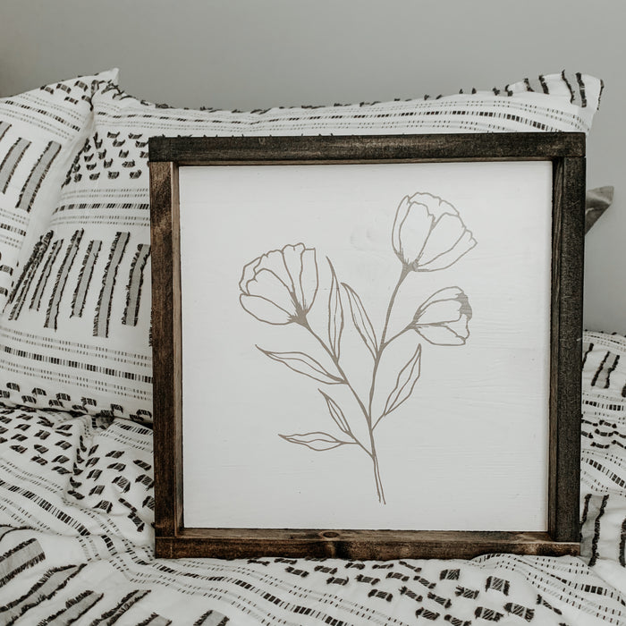 (Ready to Ship) Minimal Floral (Line Drawing) | Framed Sign