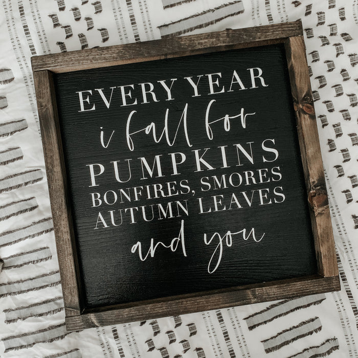 (Ready to Ship) Every Year I Fall (Black) | Framed Sign