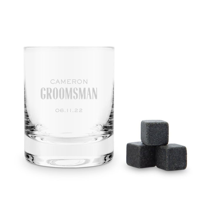 Personalized Whiskey Glass & Stone Kit | Groomsmen Gift