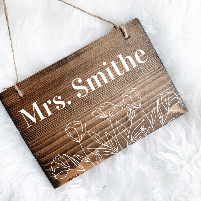 Teacher Door Sign, Teacher Name Sign, Teacher Name Door Sign, Cute Teacher Door Sign, Floral Teacher Door Sign, Floral Name Sign